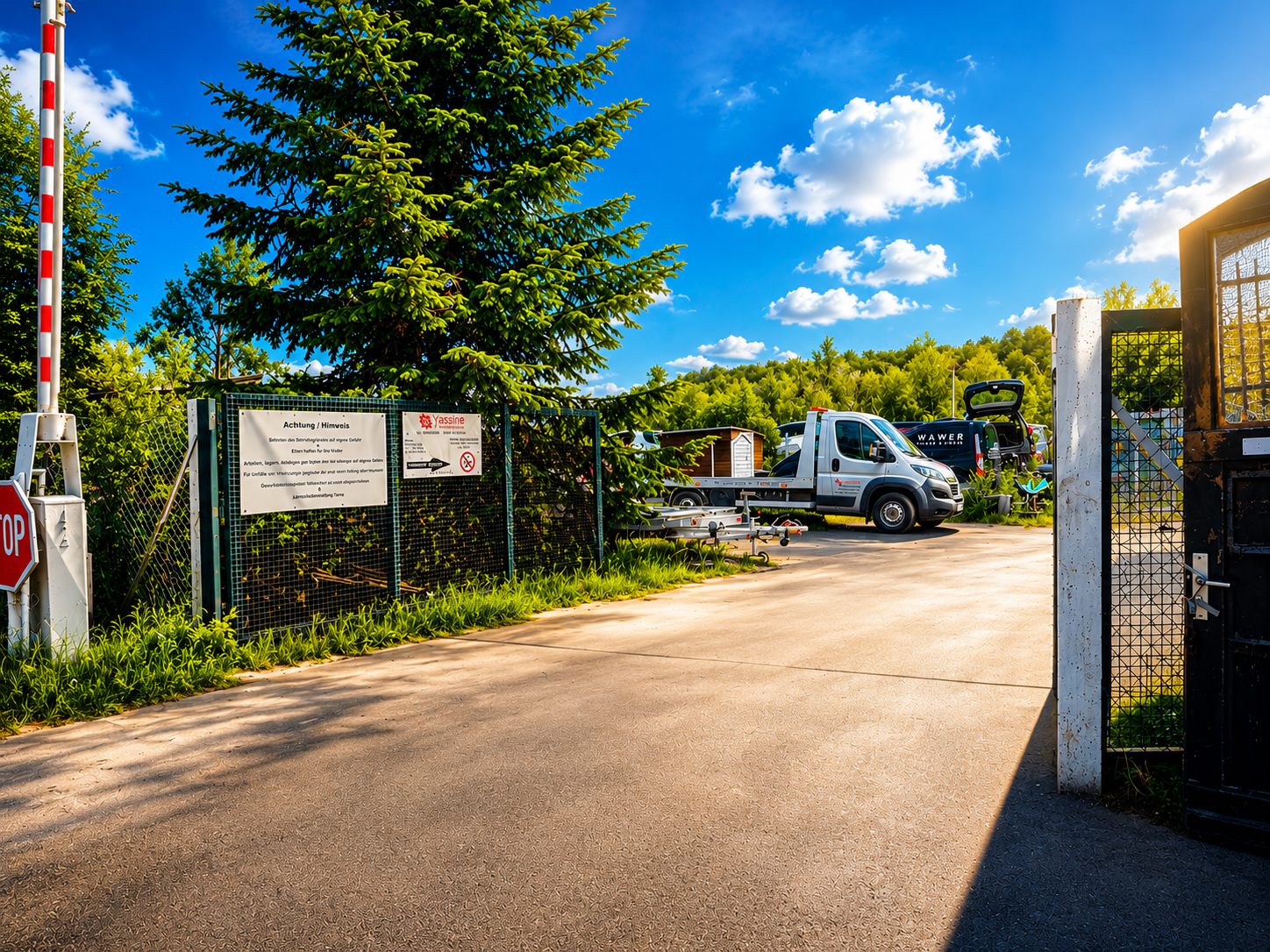 Einfahrt und Betriebsgelände der Yassine Autoverwertung in Mechernich-Kalenberg